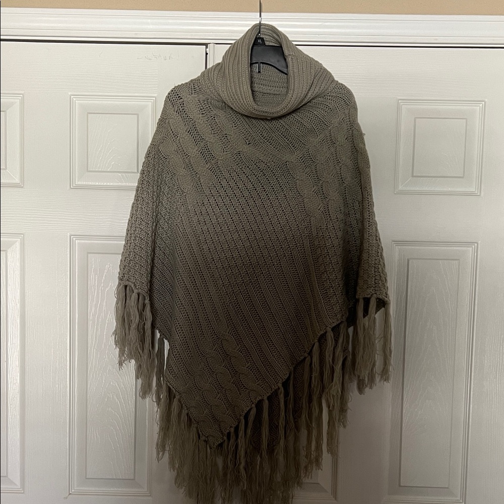 Cowl neck sweater poncho